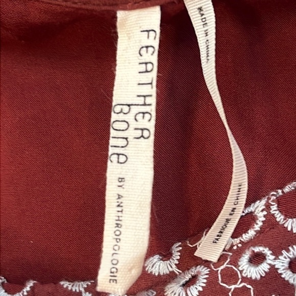 Anthropologie Feather & Bone Ynez Brown  Eyelet Embroidered Mini Dress Size XS - Picture 8 of 12